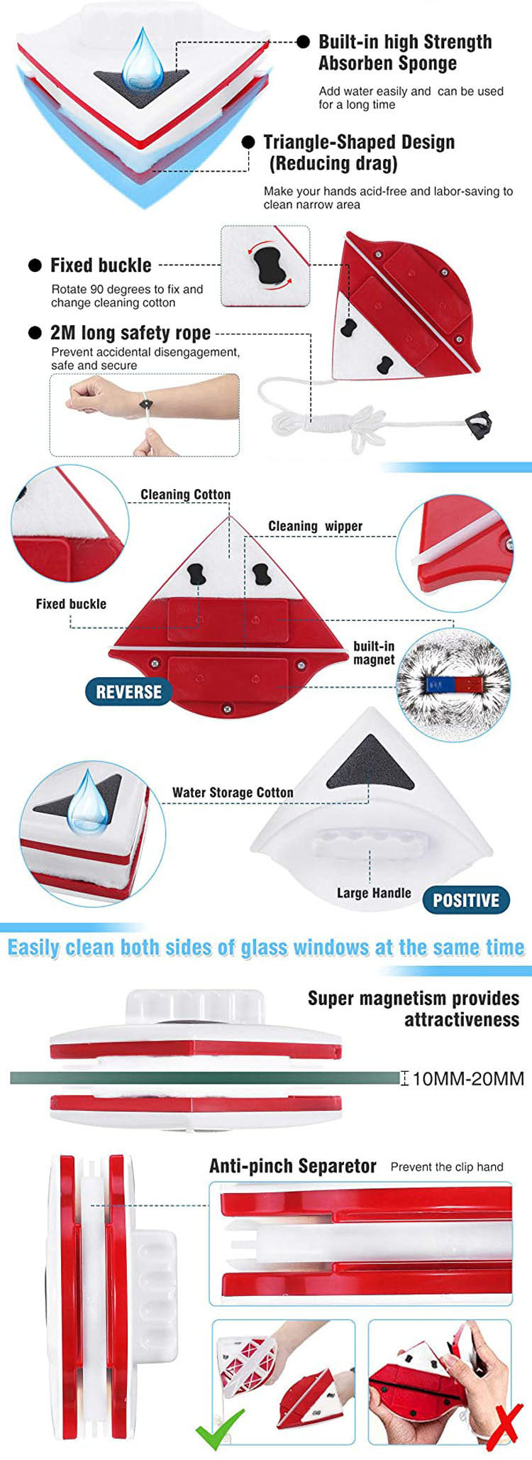 Strong Magnetic Glass Wiper Cleaning Tool - Haven Home Goods