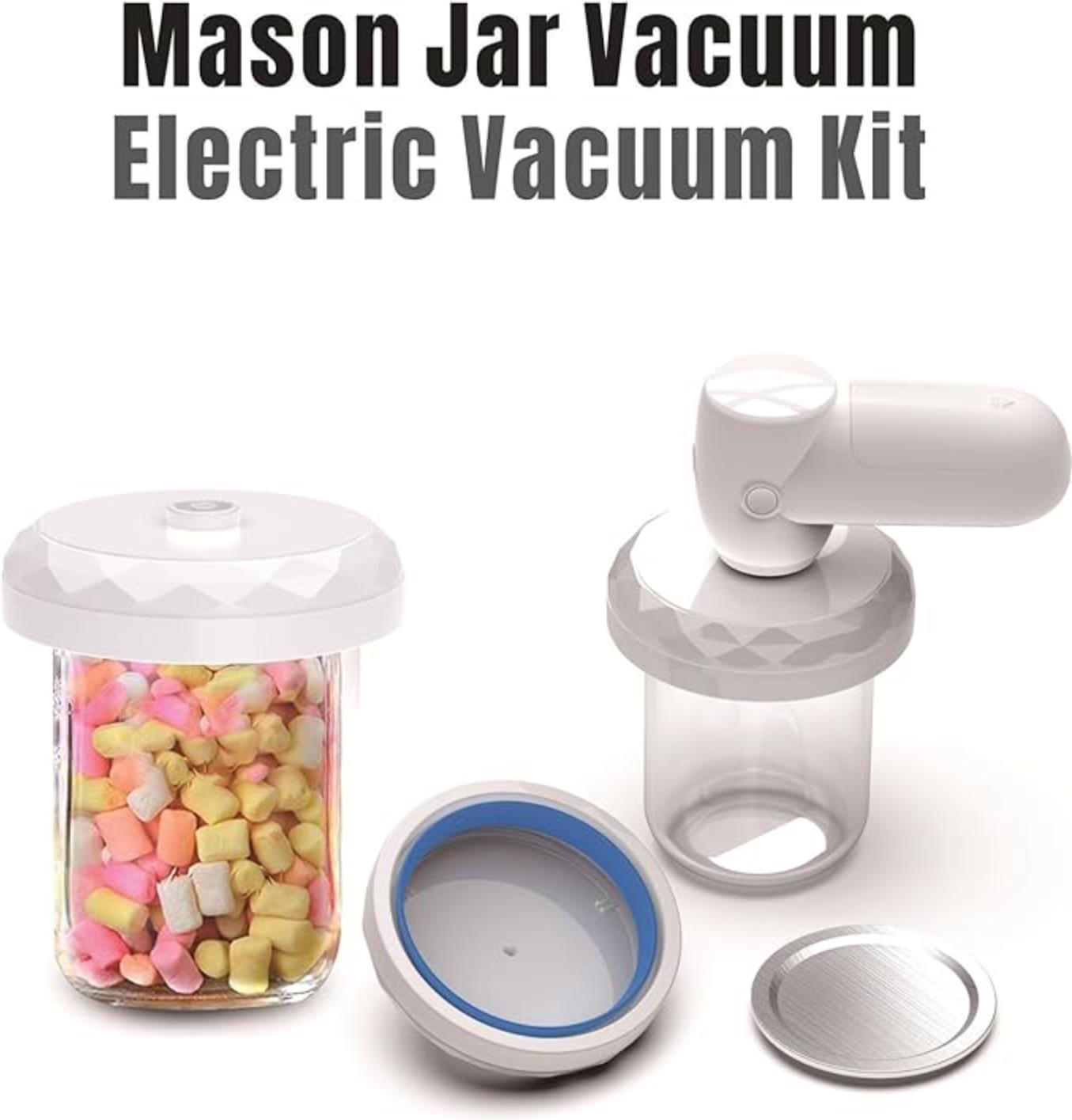 Mason Jar Vacuum Sealer Kit Portable Cordless Electric Mason Jar Vacuum Sealing Machine Food Preservation Seal Clip - Haven Home Goods