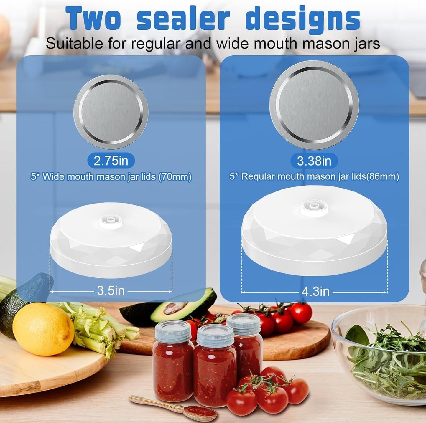 Mason Jar Vacuum Sealer Kit Portable Cordless Electric Mason Jar Vacuum Sealing Machine Food Preservation Seal Clip - Haven Home Goods