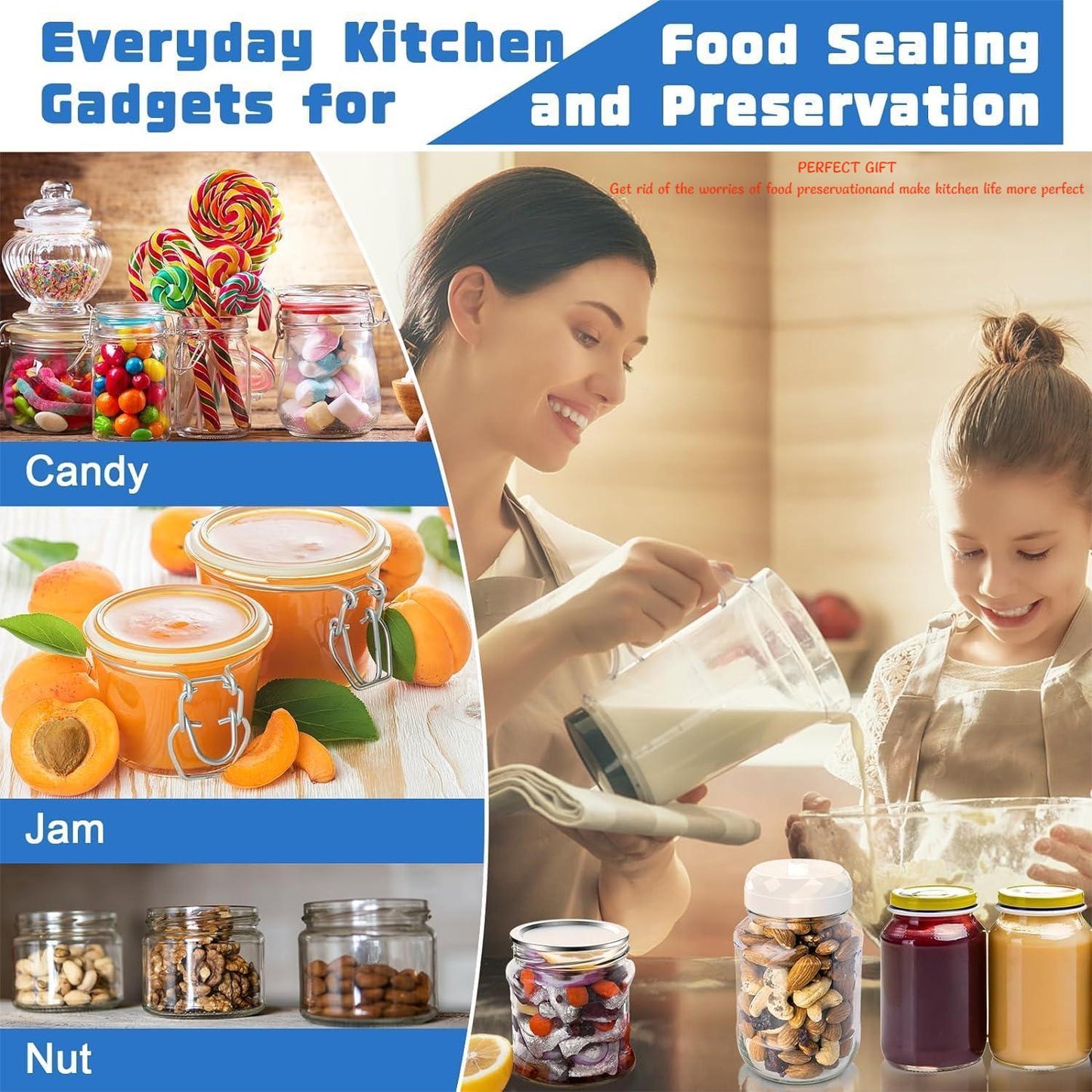 Mason Jar Vacuum Sealer Kit Portable Cordless Electric Mason Jar Vacuum Sealing Machine Food Preservation Seal Clip - Haven Home Goods