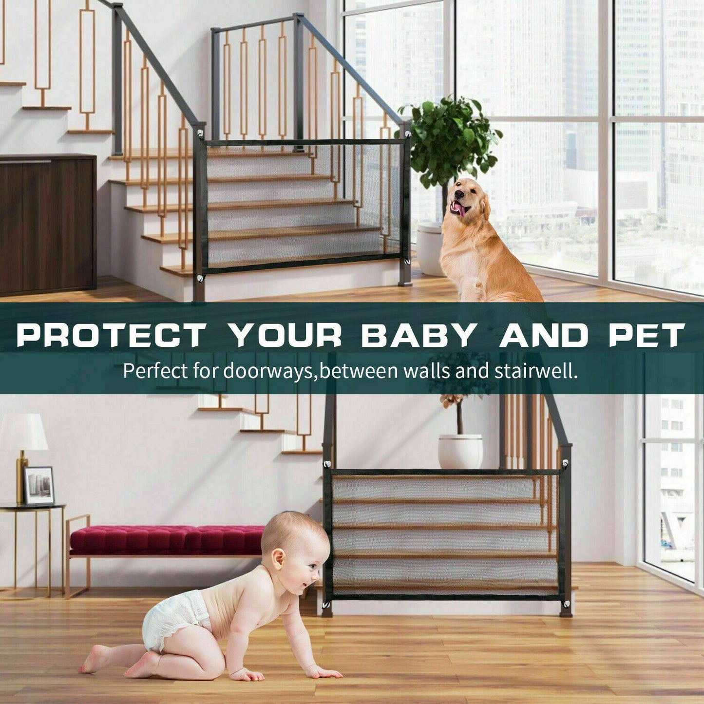 Pets Dog Cat Baby Safety Gate Mesh Fence - Haven Home Goods