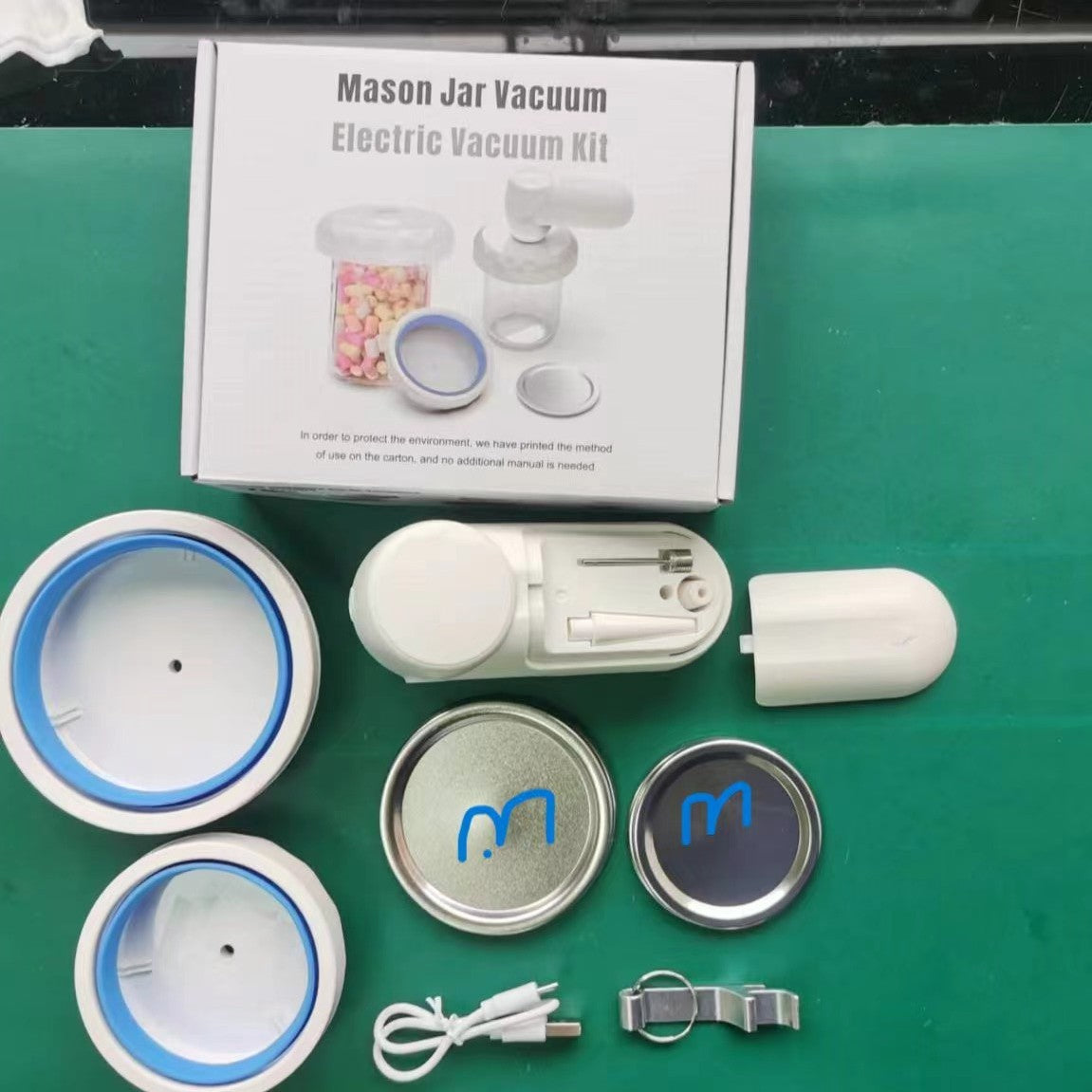 Mason Jar Vacuum Sealer Kit Portable Cordless Electric Mason Jar Vacuum Sealing Machine Food Preservation Seal Clip - Haven Home Goods