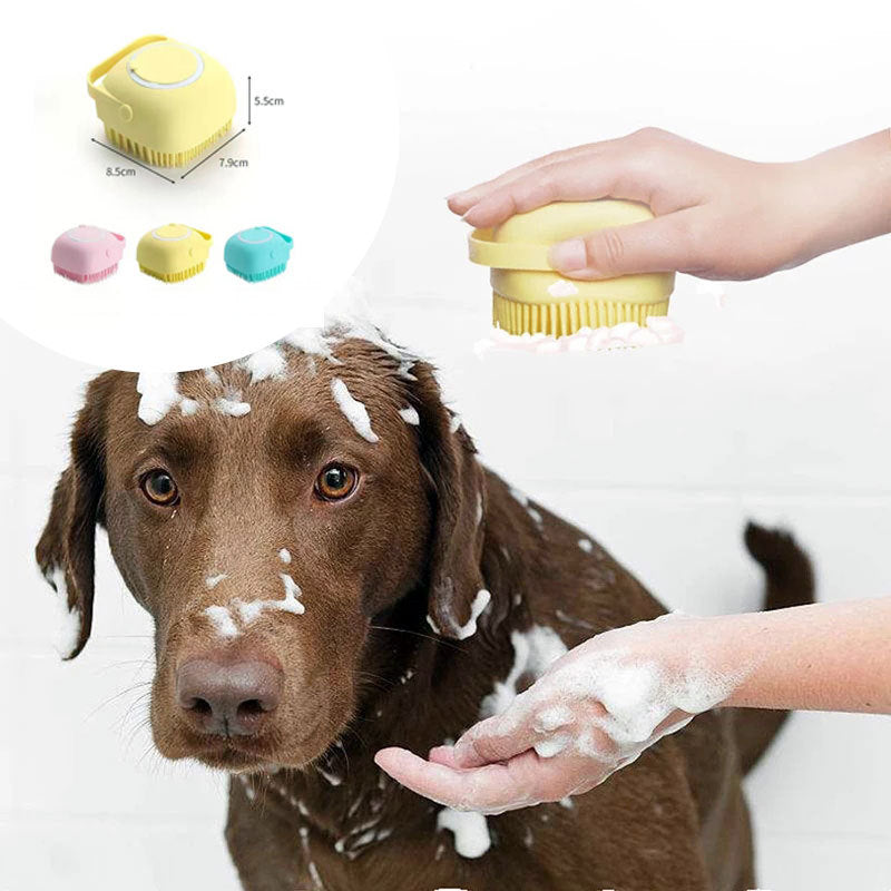Silicone Pet Bath Shampoo Compartment Brush - Haven Home Goods