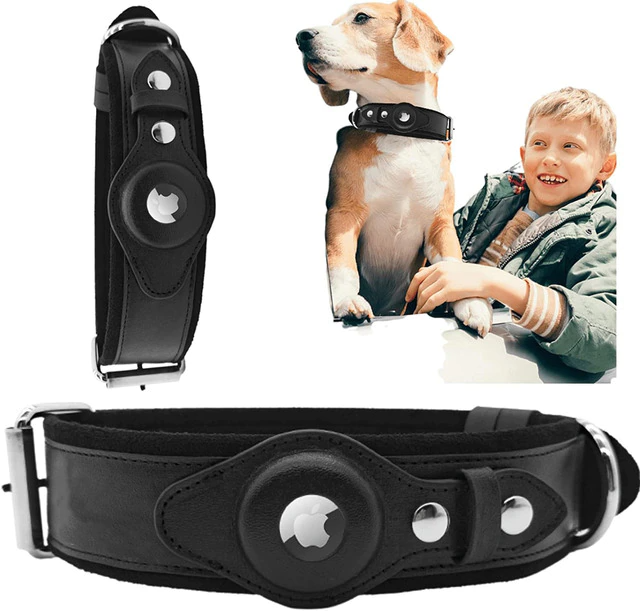 Leather AirTag Dog Collar - Haven Home Goods