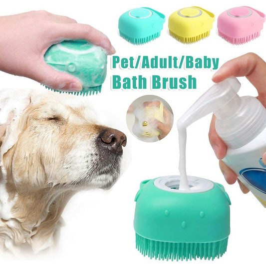 Silicone Pet Bath Shampoo Compartment Brush
